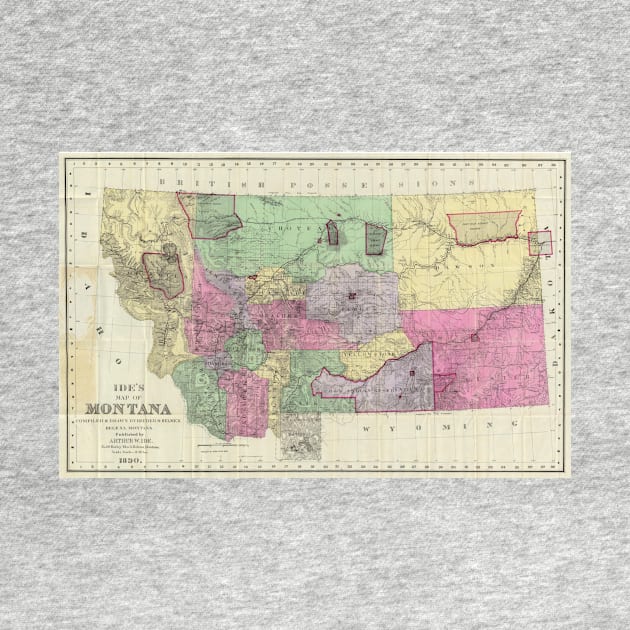 Vintage Map of Montana (1890) by Bravuramedia